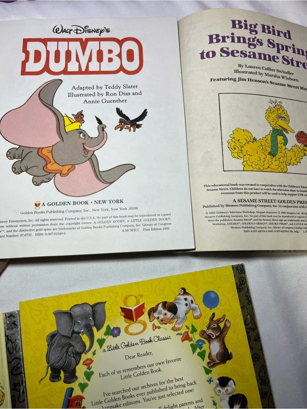 Vintage Little Golden Books Lot 4 Dumbo Big Bird Three Bears Farm Animals